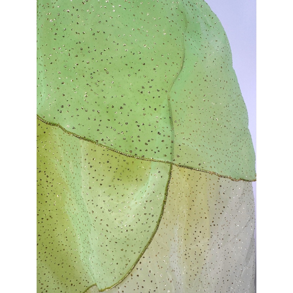 Disney Princess Tiana Costume Dress Kids Size 9/10 Lime Green Gold Sequins - Picture 13 of 14